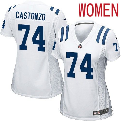 Women Indianapolis Colts 74 Anthony Castonzo Nike White Game NFL Jersey